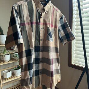 burberry men's check button up ***NEVER WORN***